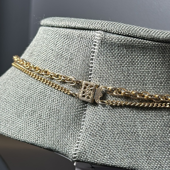 Vintage Pauline Amber Glass Cabochon Multi Chain Pendant Necklace - Picture 5 of 10